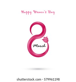 Creative 8 March logo vector design with international women's day icon.Women's day symbol.Minimalistic design for international women's day concept.Vector illustration