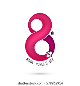 Creative 8 March logo vector design with international women's day icon.Women's day symbol.Minimalistic design for international women's day concept.Vector illustration