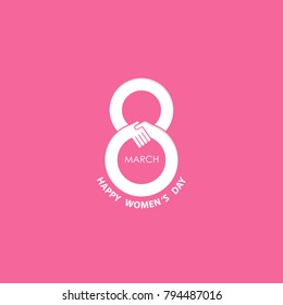 Creative 8 March logo vector design with international women's day icon.Vector illustration