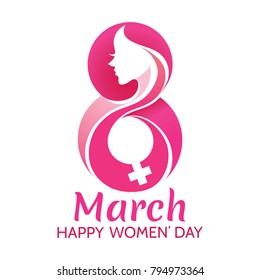 Creative 8 March logo vector design icon with international women's day.-Vector illustration.
