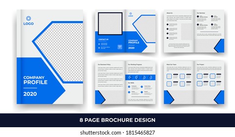 Creative 8 Pages Business Brochure with modern abstract design. Use it business presentations and Multi Purpose design