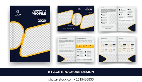 Creative 8 Pages Business Brochure with modern abstract design. Use it business presentations and Multi Purpose design