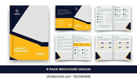 Creative 8 Pages Business Brochure with modern abstract design. Use it business presentations and Multi Purpose design