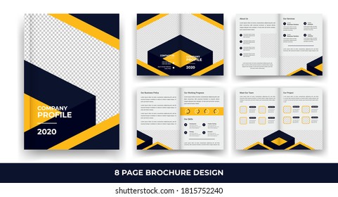 Creative 8 Pages Business Brochure with modern abstract design. Use it business presentations and Multi Purpose design