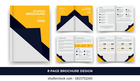 Creative 8 Pages Business Brochure with modern abstract design. Use it business presentations and Multi Purpose design
