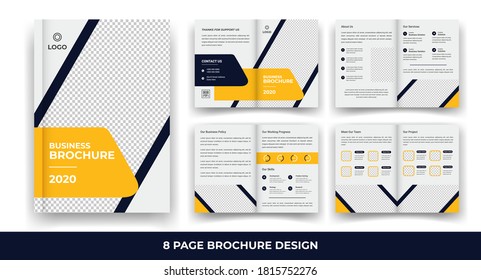 Creative 8 Pages Business Brochure with modern abstract design. Use it business presentations and Multi Purpose design