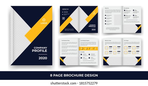 Creative 8 Pages Business Brochure with modern abstract design. Use it business presentations and Multi Purpose design