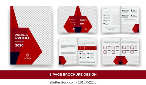 Creative 8 Pages Business Brochure with modern abstract design. Use it business presentations and Multi Purpose design