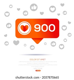 Creative 900 likes design for social network, Vector illustration.