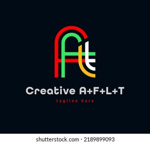 Diseño del logotipo combinado de letras A, F, L y T creativo. Logo de deportes corporativos de animación lineal. Ilustración vectorial de plantilla de diseño mínima personalizada