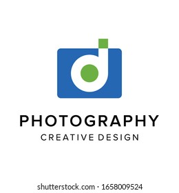 Creative abastract letter d and camera logo design vector