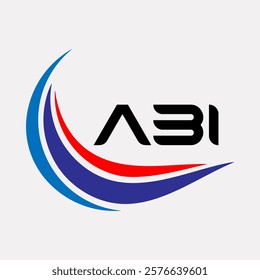 Creative ABI Logo Design Featuring Dynamic Blue and Red Swirls with Modern Typography on White Background