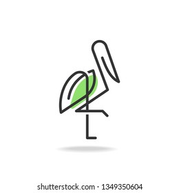 Creative abstact bird sign created by a line. Simple logo design for branding identity. Vector image.