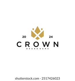 Creative abstrack crown logo design. Premium Vector