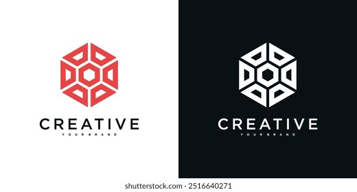 Creative abstrack hexagon logo design template. Premium Vector