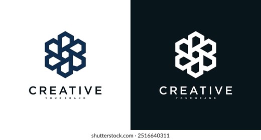 Plantilla de diseño de logotipo de hexágono abstracto creativo. Vector de Premium