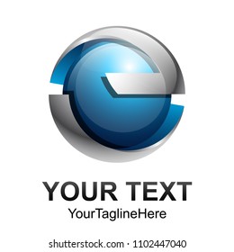 Creative abstract 3d sphere vector logo design template element. Colored silver blue concept icon