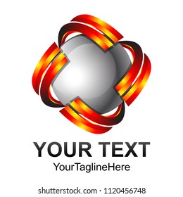 Creative abstract 3d sphere vector logo design template element. Colored silver red concept icon