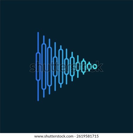Creative Abstract Analytics Logo with Blue Gradient Vertical Elements in a Triangle Shape