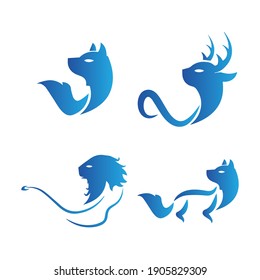 Creative abstract animal logo set and icons vector