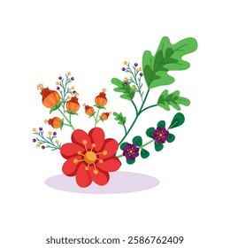 Creative Abstract art wild flowers, leaves, branch, Hand Drawn doodle Scribble floral plants. leaf. wild flowers isolated