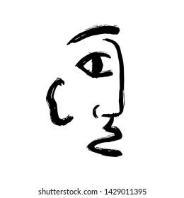 creative abstract avatar, contemporary linear portrait woman or man, modern trendy single face, surreal hand drawn simple vector 