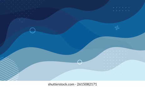 Creative abstract background with blue flowing wave layers and subtle graphic elements in modern style