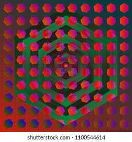 Creative abstract background. Bright colorful geometric shape with halftones. Dynamic vibrant texture. Smooth gradient with simple figure. Vector cover for poster, report, magazine, website, banner.