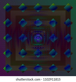 Creative abstract background. Bright colorful geometric shape with halftones. Dynamic vibrant texture. Smooth gradient with simple figure. Vector cover for poster, report, magazine, website, banner.