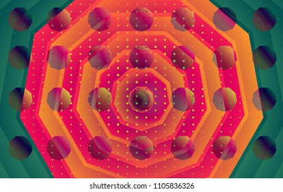 Creative abstract background. Bright colorful geometric shape with halftones. Dynamic vibrant texture. Smooth gradient with simple figure. Vector cover for poster, report, magazine, website, banner.