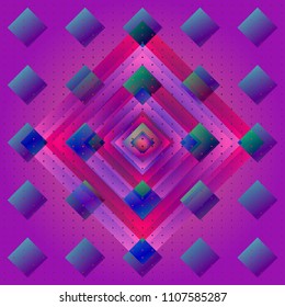 Creative abstract background. Bright colorful geometric shape with halftones. Dynamic vibrant texture. Smooth gradient with simple figure. Vector cover for poster, report, magazine, website, banner.