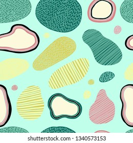 Creative abstract background with bright spots element. Vector seamless pattern in trendy colors. Design for fabric and textile. Good for card, invitation, brochure and web design.