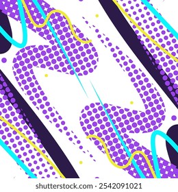 Creative Abstract Background with Colorful Lines and Halftone Dots in Pop Art Style. Vibrant and Dynamic Background