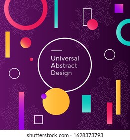 Creative abstract background design. Geometric vector with graphic elements. Dynamical forms. Rounded and angled shapes. Multiple colors. Template for logo, flyer or presentation. Vector illustration