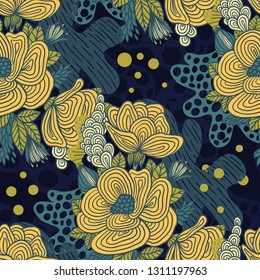 Creative abstract background with floral element in trendy colors. Design for fabric and textile. Good for card, invitation, brochure and web design.