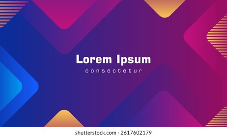 Creative abstract background with geometric element. Blue, orange, yellow, purple, and pink gradient background. Modern geometric background. Shapes background. 