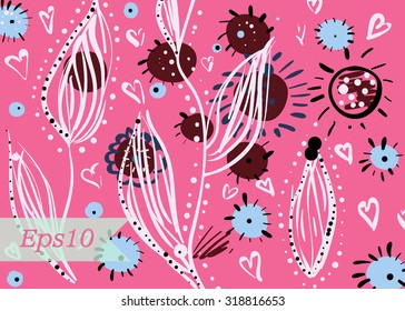 Creative abstract background with hand drawn doodle elements