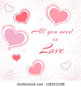 Creative abstract  background with a heart and tinsel. Retro style. Holiday Valentine's Day, weddings, dates. You can use it as a greeting card, poster, flyer, invitation, poster, template. Vector.
