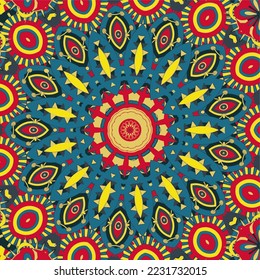 Creative abstract background with intertwined multicolored ornament and flower in the center 