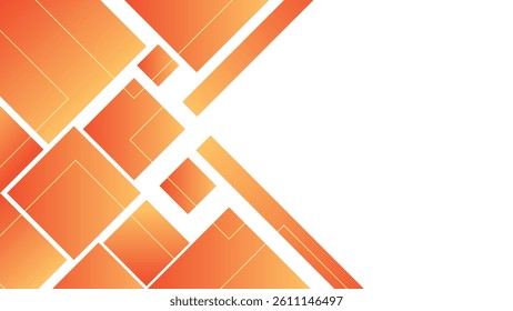 Creative abstract background with orange gradient rectangles and geometric design on white space ideal for modern presentations and digital design templates