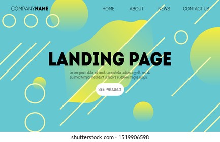 Creative abstract background in trendy memphis style. Simple geometric shapes and modern gradients for posters, landing pages, presentations and other