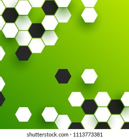 Creative abstract background using football pattern on green background