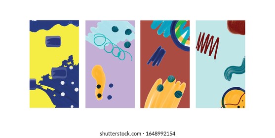 Creative Abstract Backgrounds For Social Media. Collage With Shapes For Social Media Apps. Modern Story Templates. 
