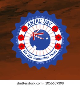 creative abstract, banner or poster for Anzac Day with nice and creative rubber seal design illustration in a textured brown background, 15th of April.