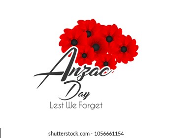 creative abstract, banner or poster for Anzac Day with nice and creative poppies design illustration in a crisp white background, 25th of April.