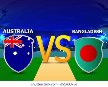 creative abstract, banner or poster for Cricket Championship with nice and creative design illustration. Australia vs. Bangladesh