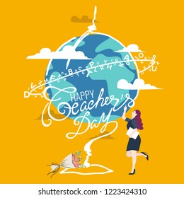 creative abstract, banner or poster for Happy Teacher's Day with nice and creative design illustration.