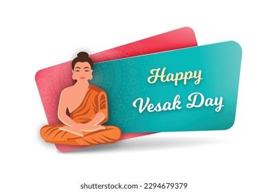 kreative Abstrakte, Banner oder Poster zum Happy Vesak Day oder Buddha Purnima mit schöner und kreativer Designgrafik, Vektorgrafik