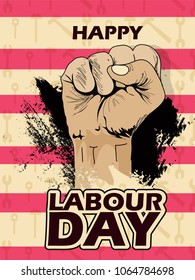 creative abstract, banner or poster for May 1st or Labour Day with beautiful design illustration
