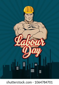 creative abstract, banner or poster for May 1st or Labour Day with beautiful design illustration